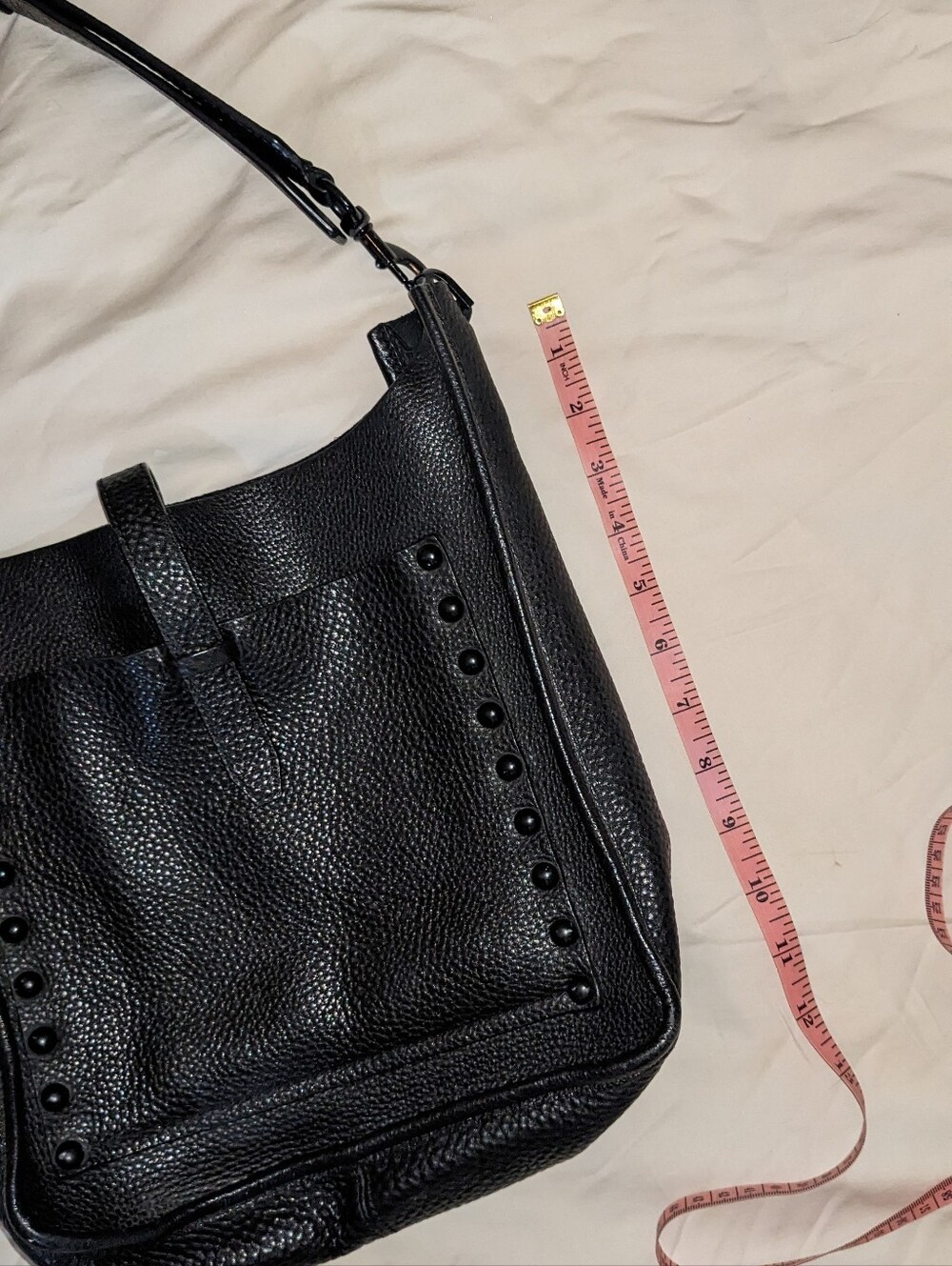 Rebecca Minkoff Unlined Feed Black Pebbled Leather Crossbody Hobo Quiet Luxury - Picture 15 of 15